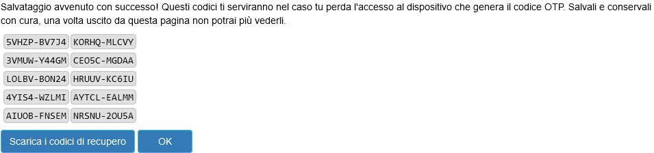 PrimiCodiciDiRecupero